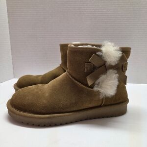 UGG Koolabura Victoria Mini Chestnut Bows Brown Ankle Women's Boots Size 6